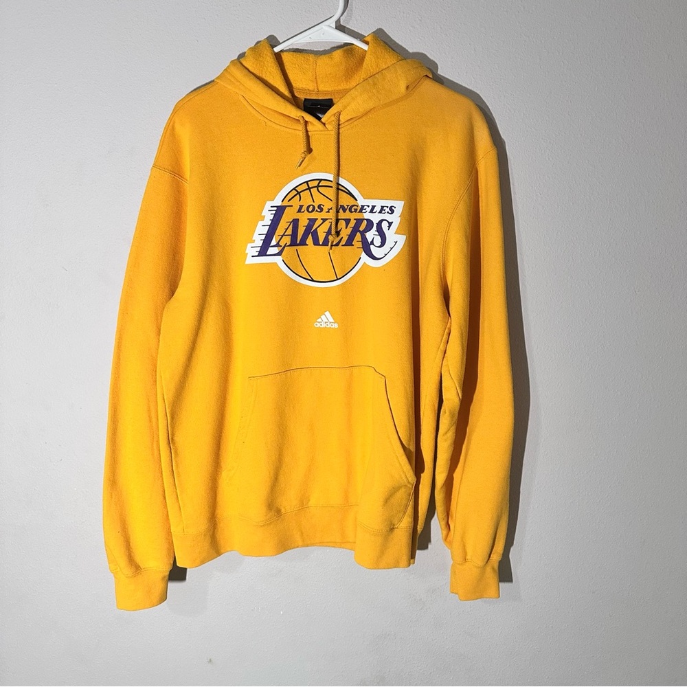 Vintage Adidas Yellow / Orange Los Angeles Lakers Hoodie LA NBA Men Size Jacket